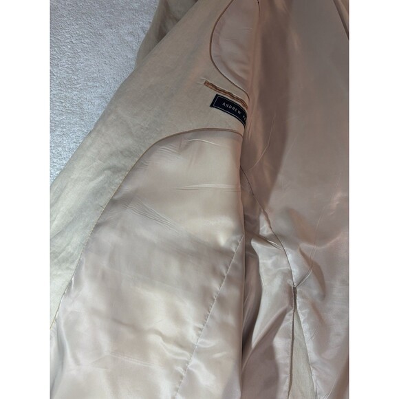 Andrew Fezza Men’s Classic Fit Blazer Jacket 50 L Beige Linen Sport Coat - Picture 15 of 16